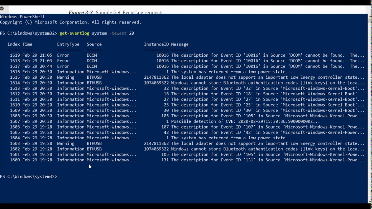 Get-EventLog