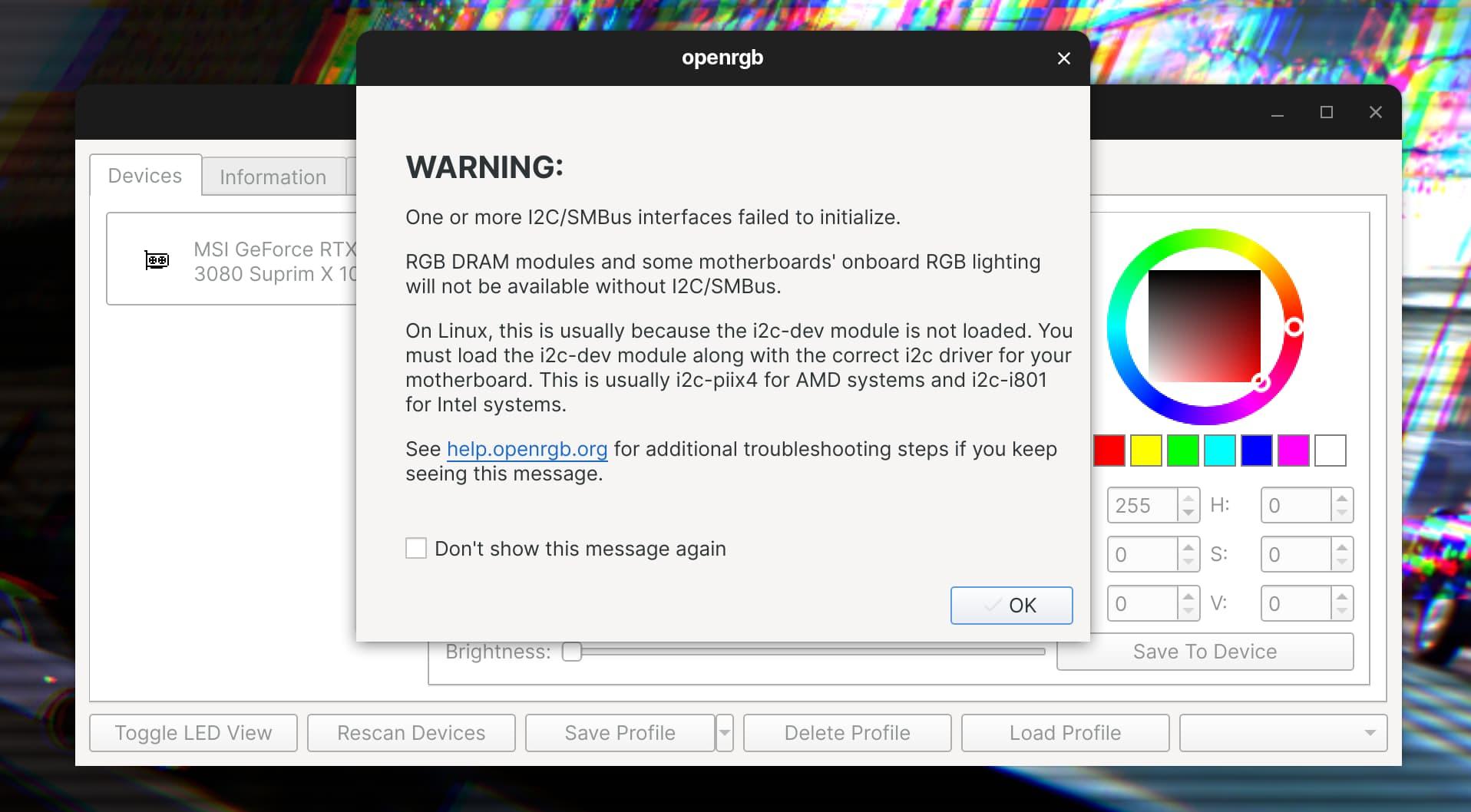 Problemas detección RGB OpenRGB
