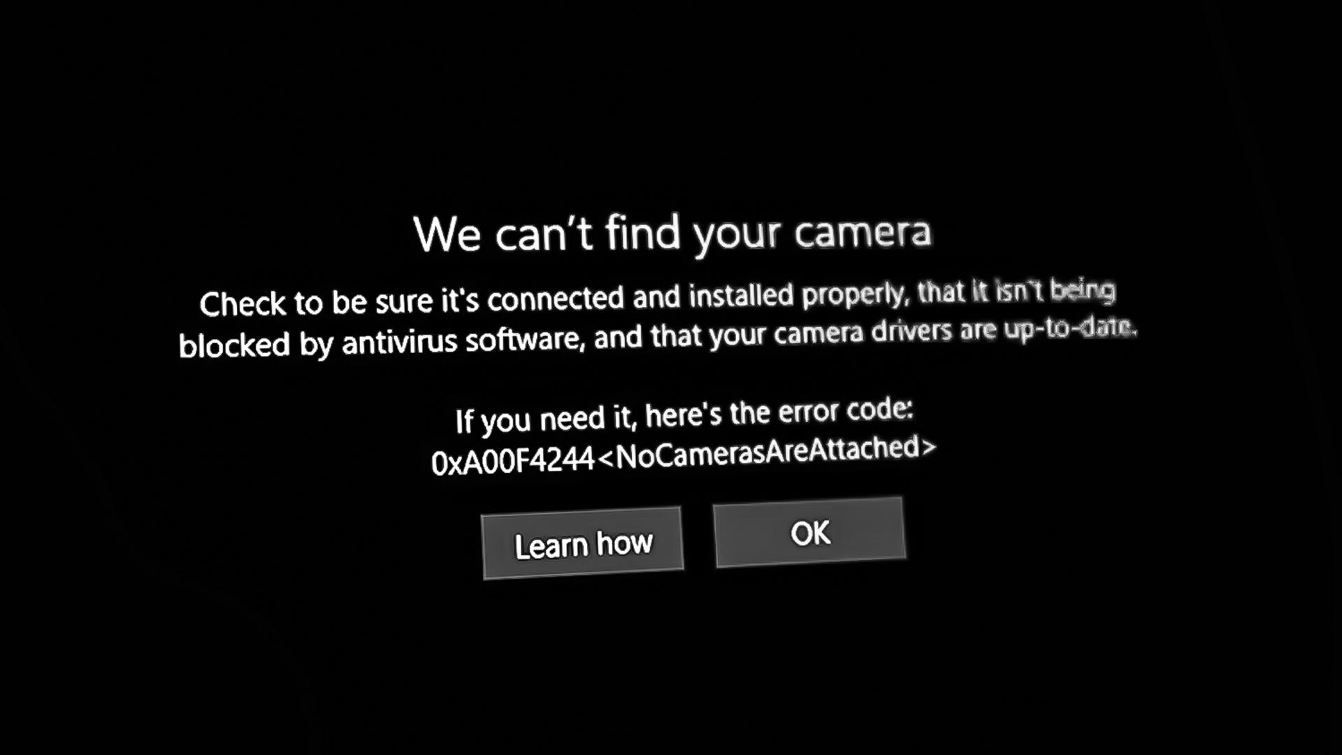 Error 0xA00F4244 Windows Hello camara