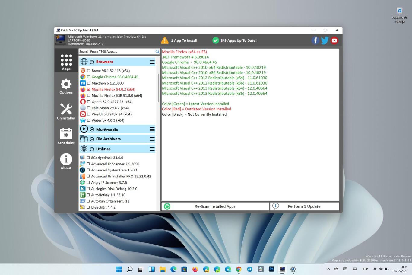 Actualización automática de software de terceros en Windows