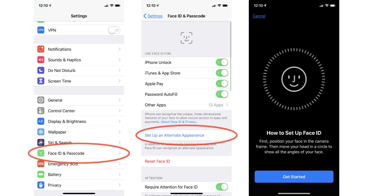 configurar Face ID alternativa
