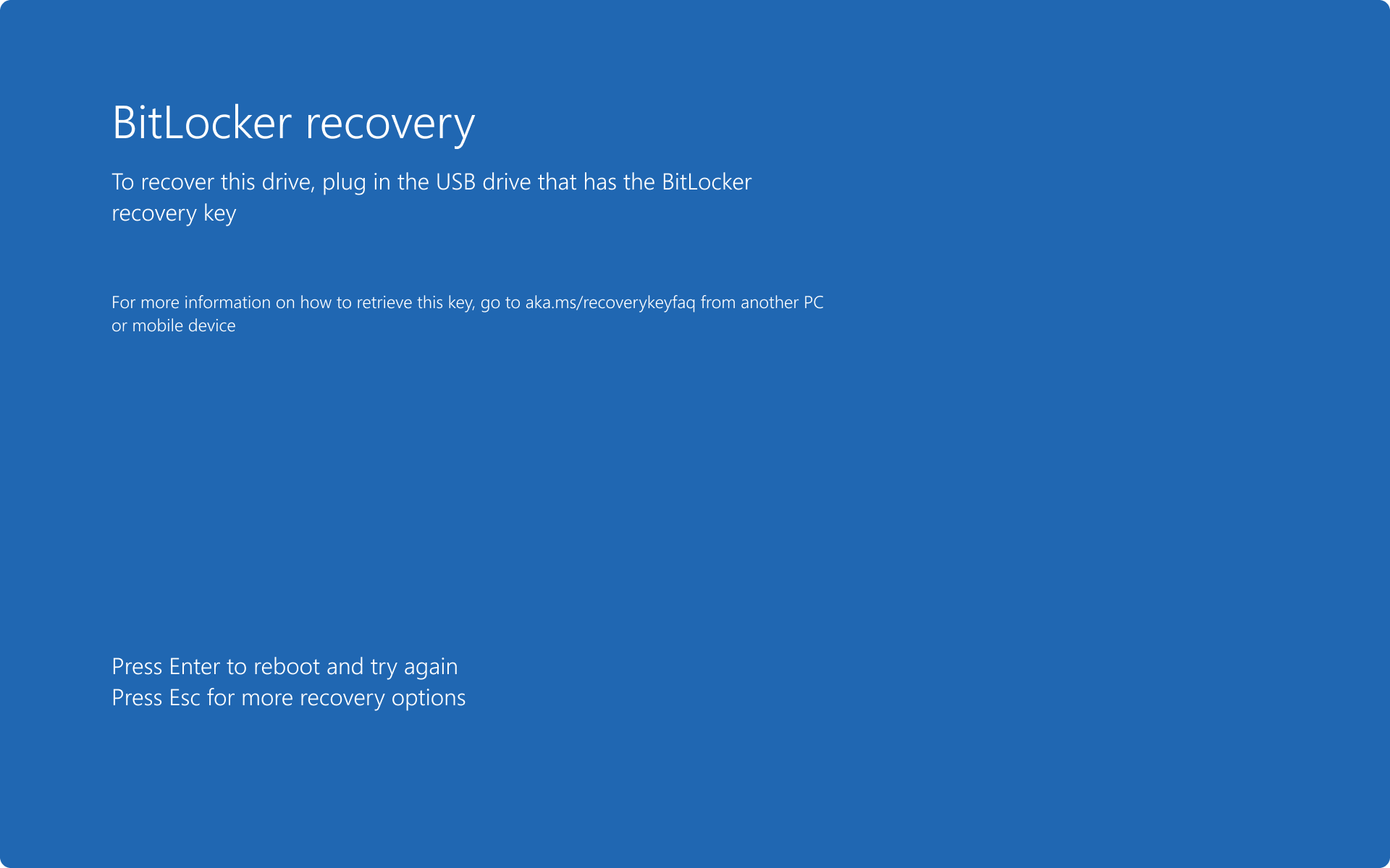 BitLocker pide clave de recuperación Pantalla de recuperación de BitLocker en Windows