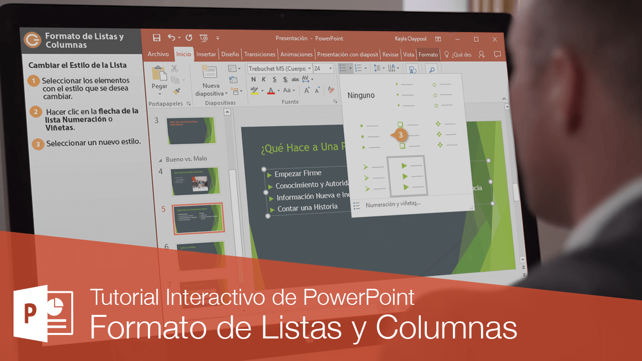 Listas con viñetas y numeración en PowerPoint