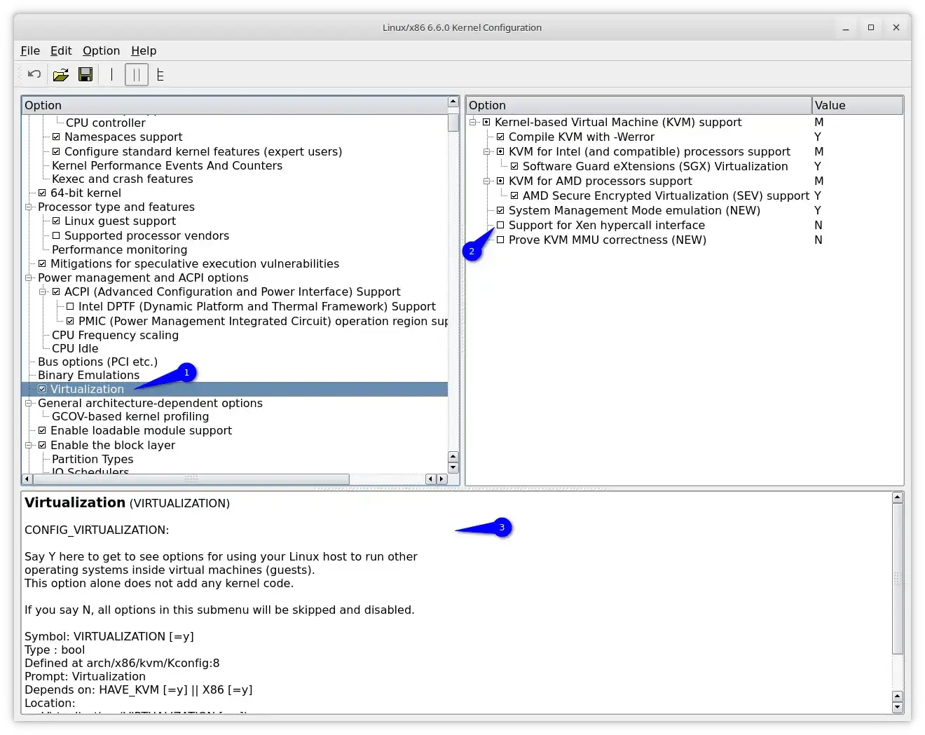 Búsqueda dentro de menuconfig