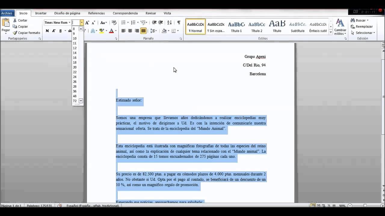 plantilla de carta formal