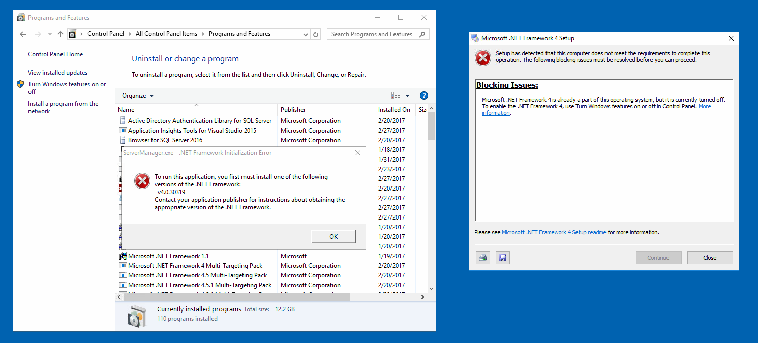 .NET Framework en Windows Server