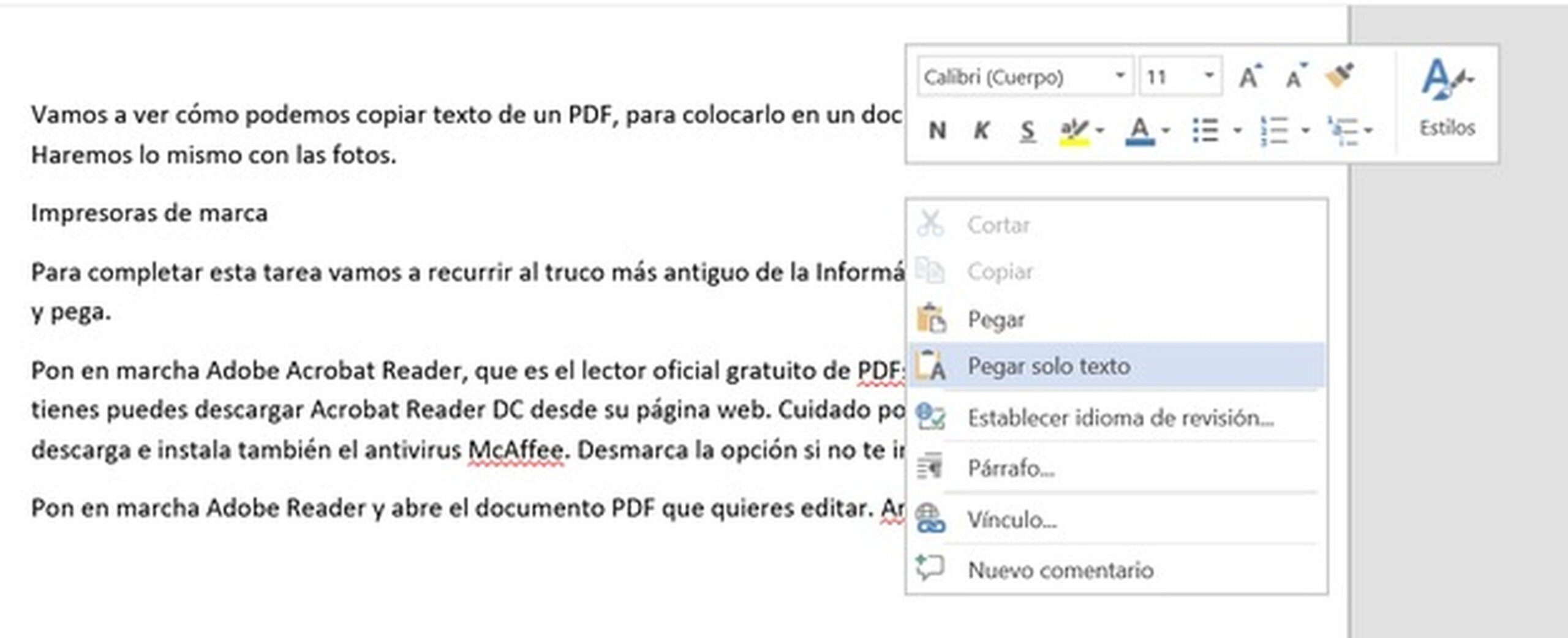 borrar formato en Word