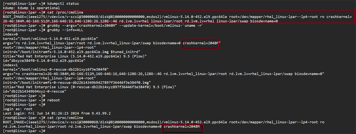 Configuración de kdump y rutas de volcado