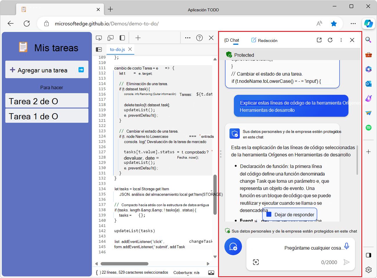 Uso del modo Copilot en Microsoft Edge