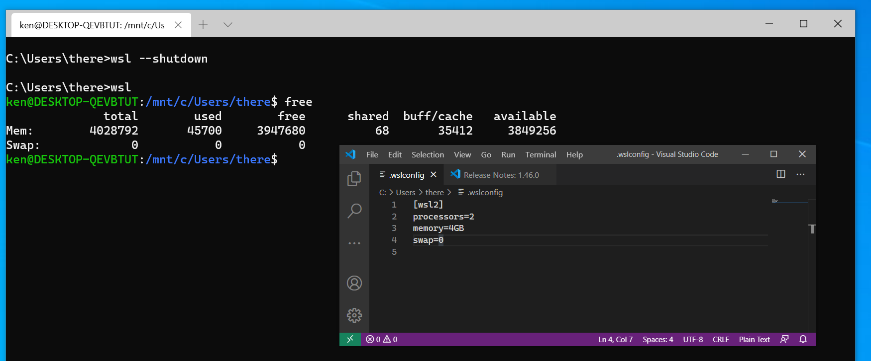 configuración de .wslconfig