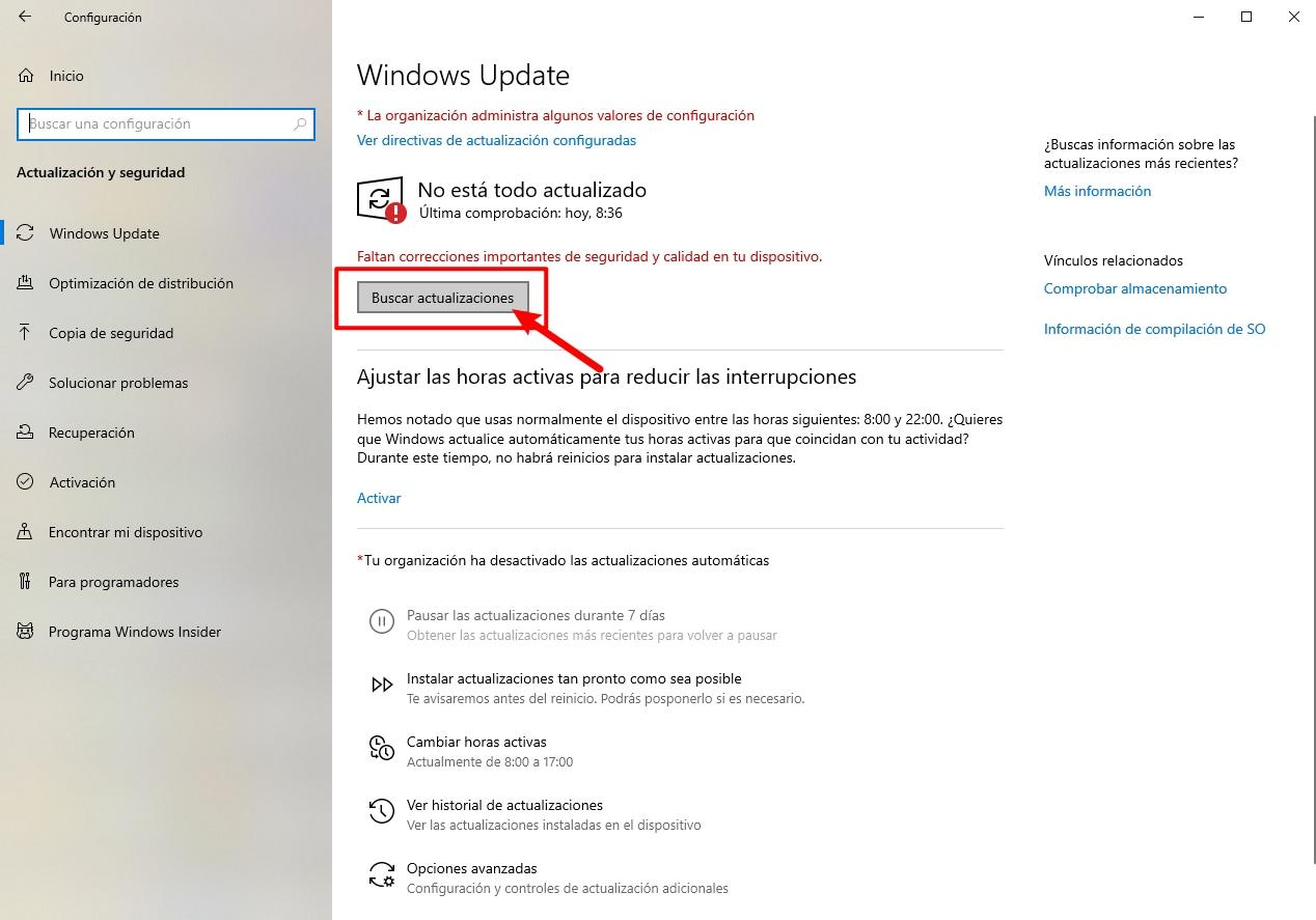 Hardware con error de inicio