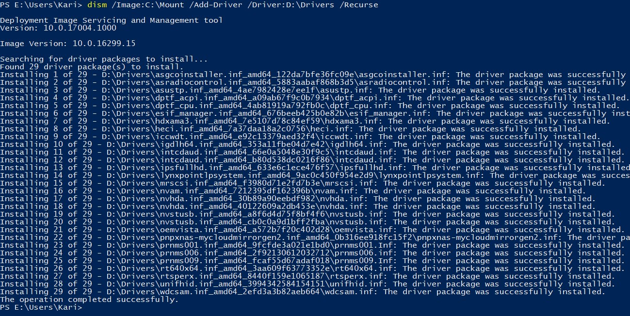 Comandos DISM para drivers