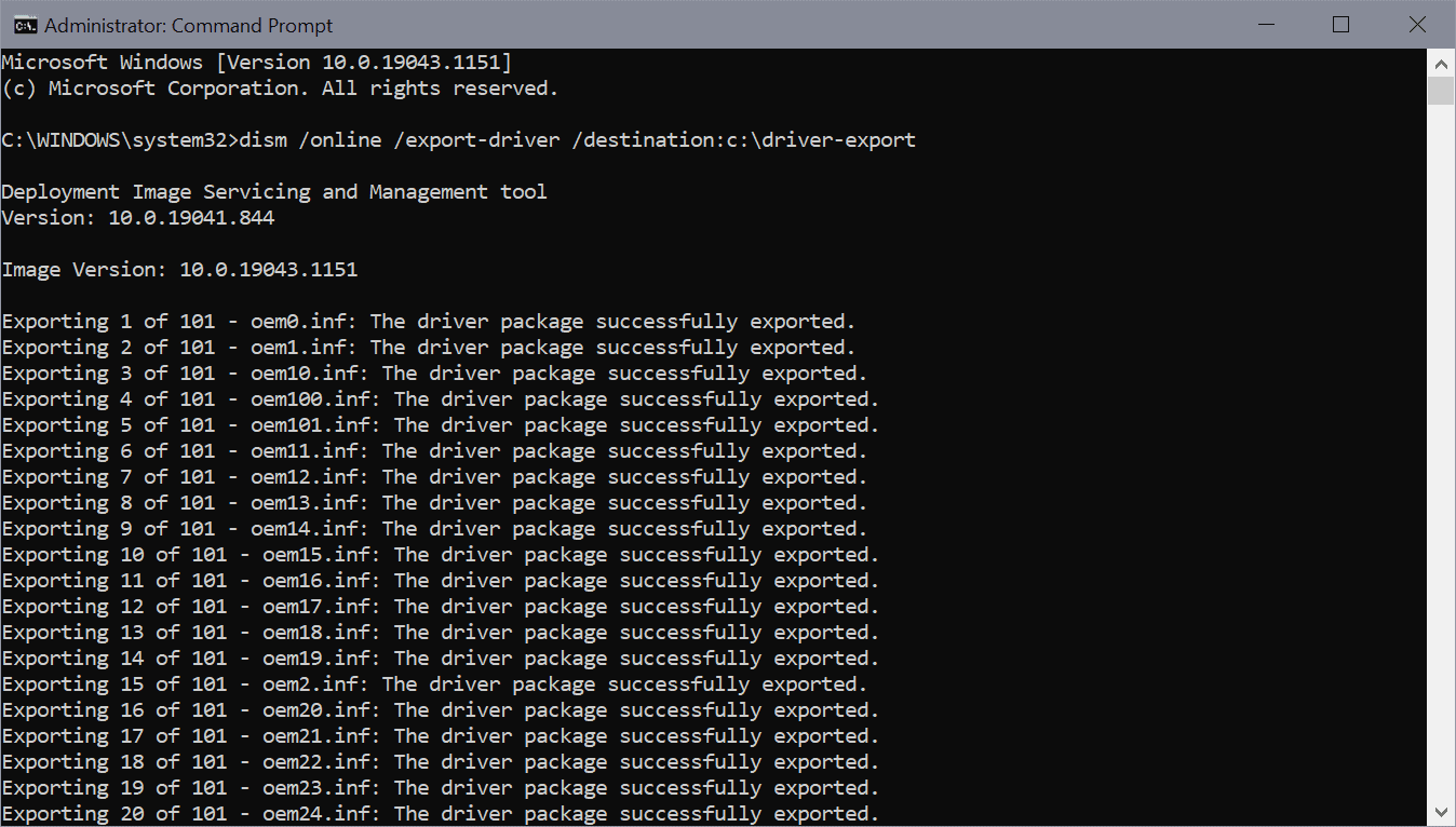 Exportar drivers con DISM en Windows Exportar controladores con DISM