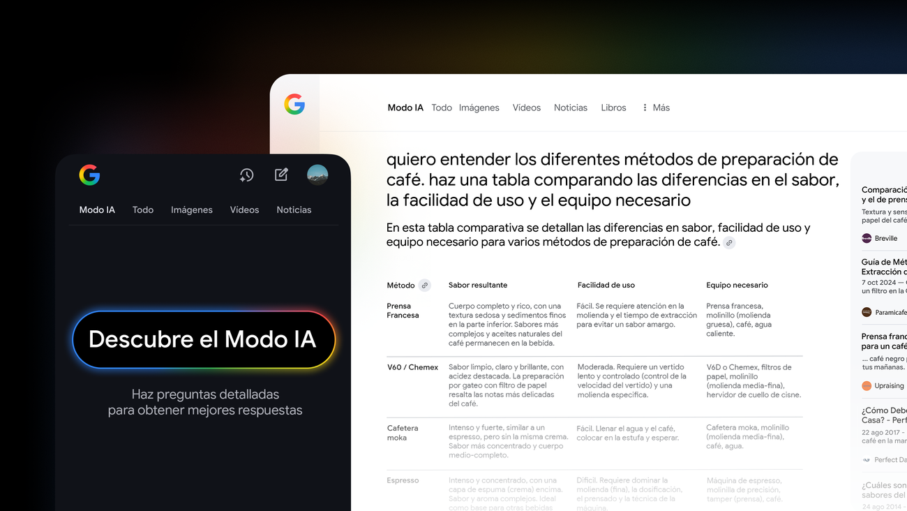 Interfaz del Modo IA de Google