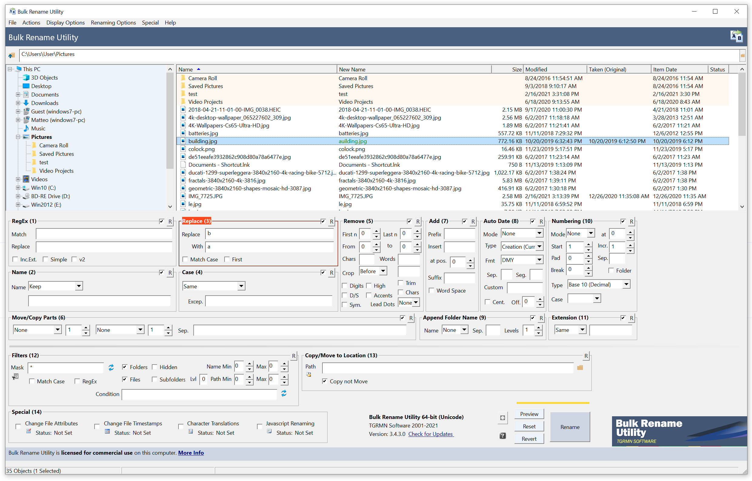 renombrar archivos de forma masiva con Bulk Rename Utility