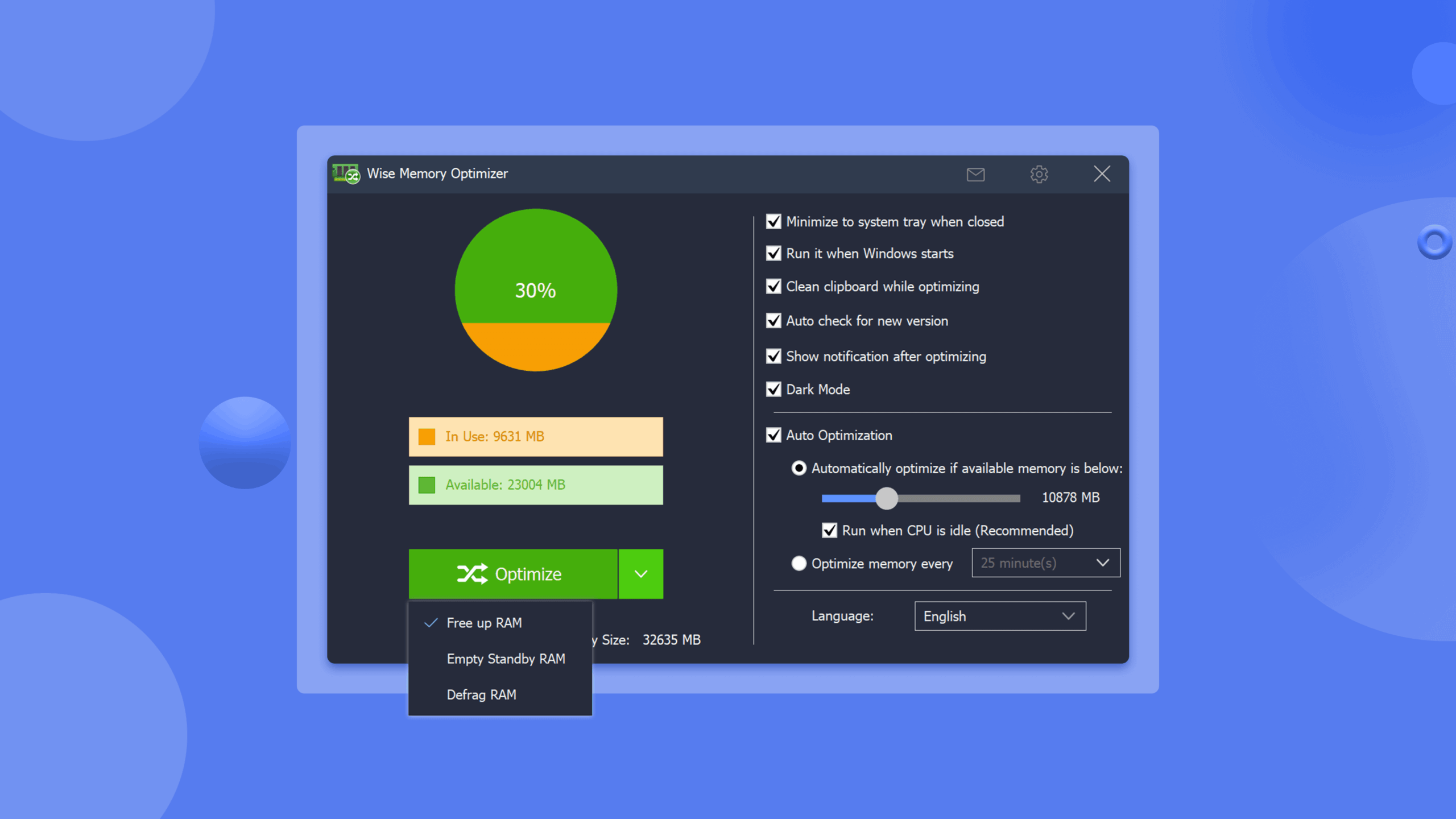 Compatibilidad de Wise Memory Optimizer