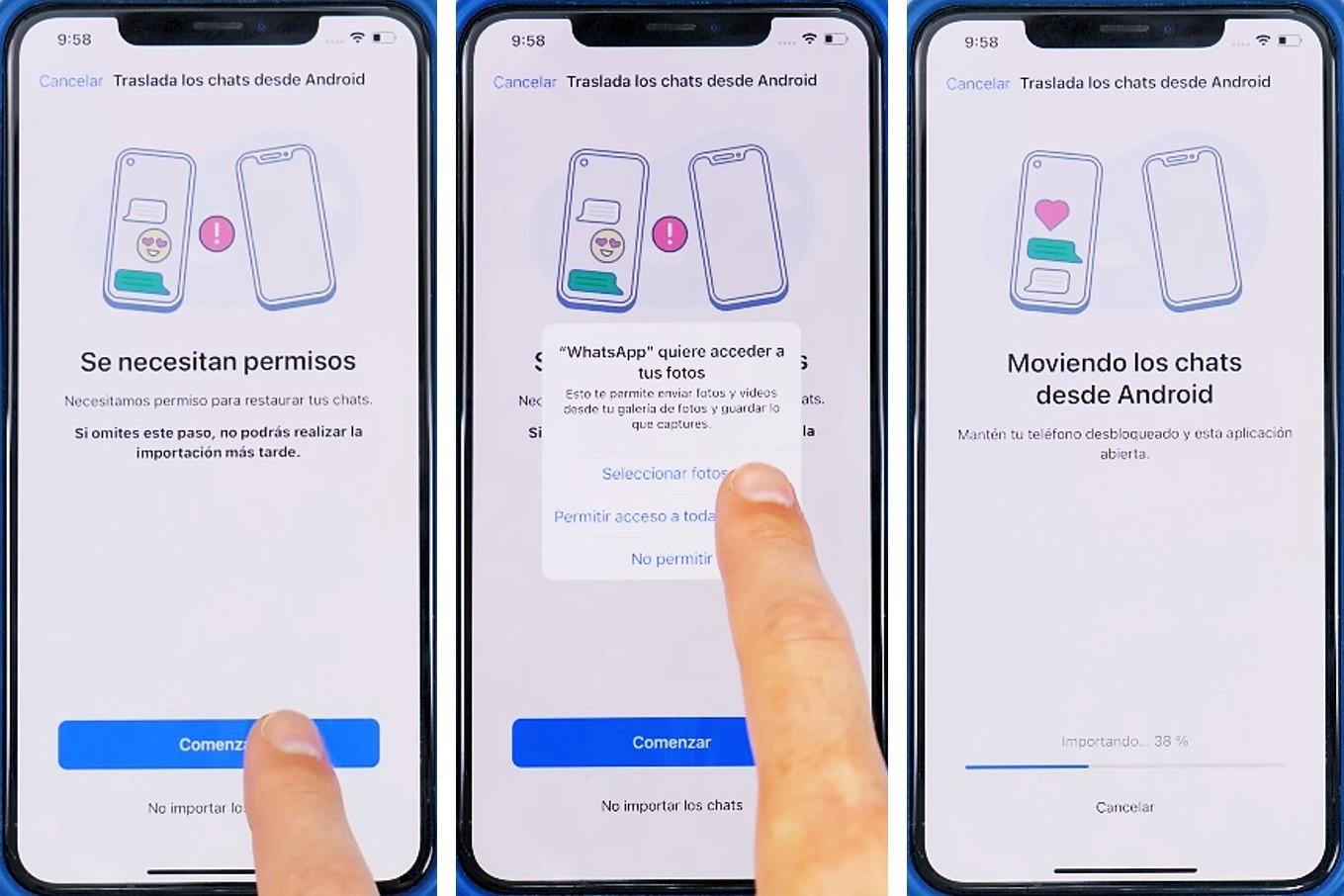Trasladar conversaciones de Android a iPhone con Pasar a iOS