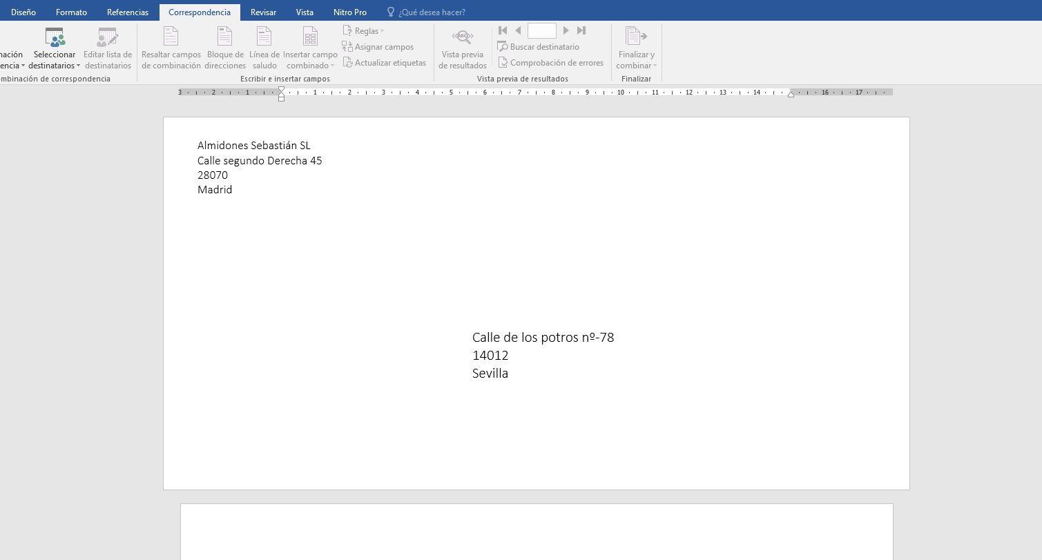 Combinación de correspondencia con sobres y etiquetas