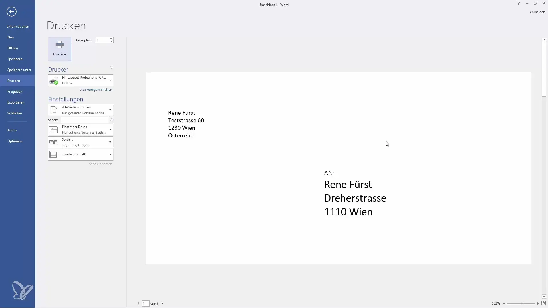 Impresión de etiquetas en Word