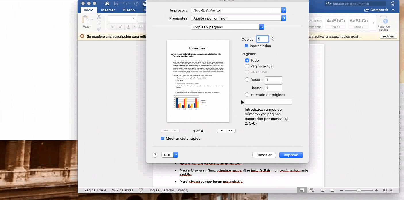 conversión de documento Word a PDF