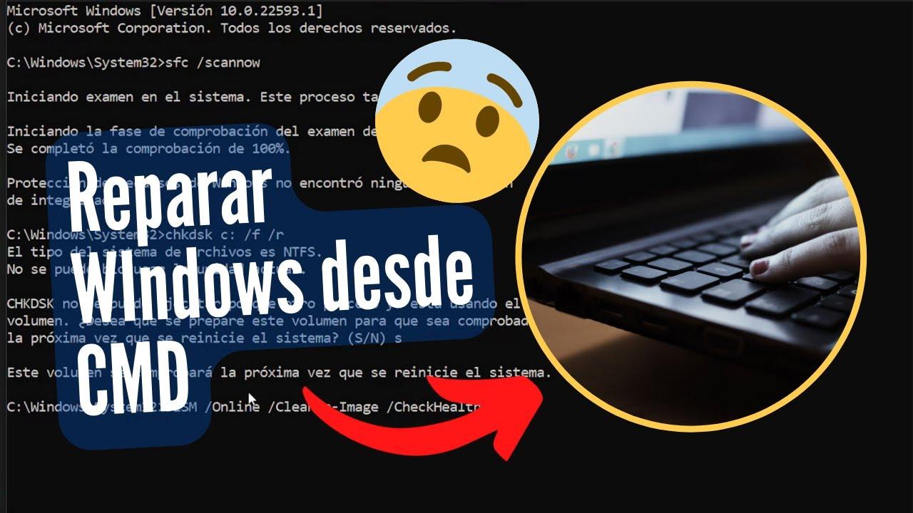 Ejecución de comandos de reparación en CMD