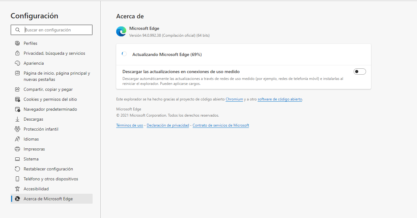 Conexiones de uso medido Edge