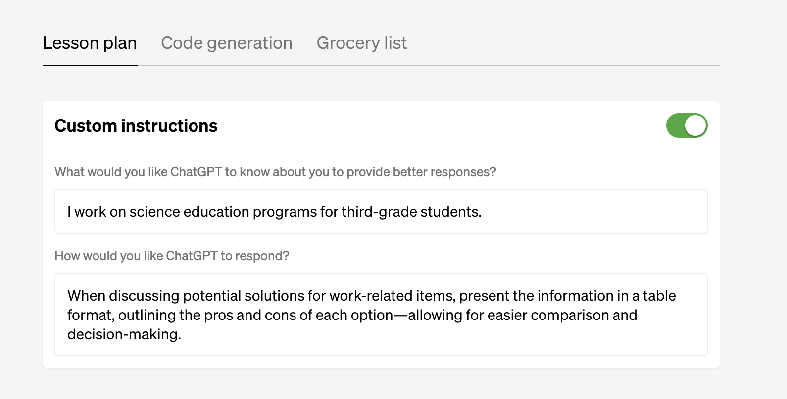 cómo usar las instrucciones personalizadas de chatgpt