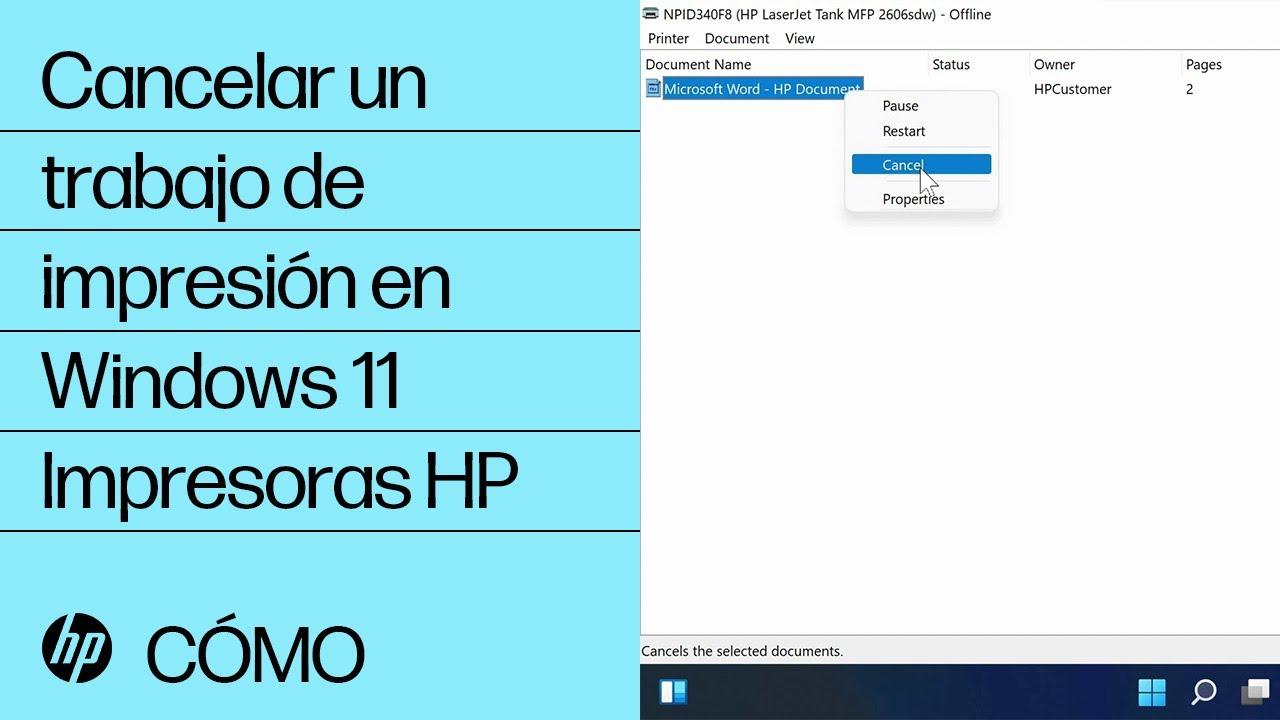 ventana de cola de impresión Windows