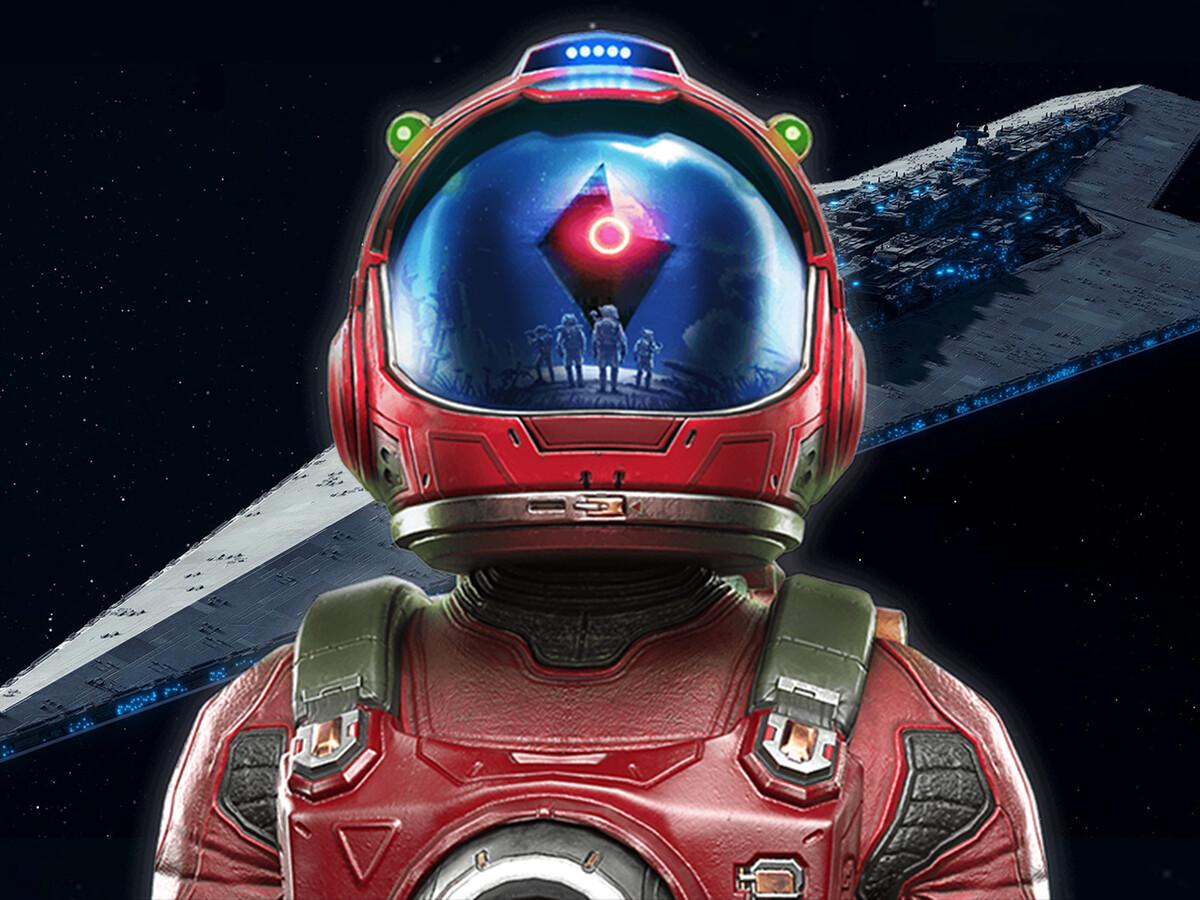 Construcción espacial inspirada en Star Wars en No Man's Sky