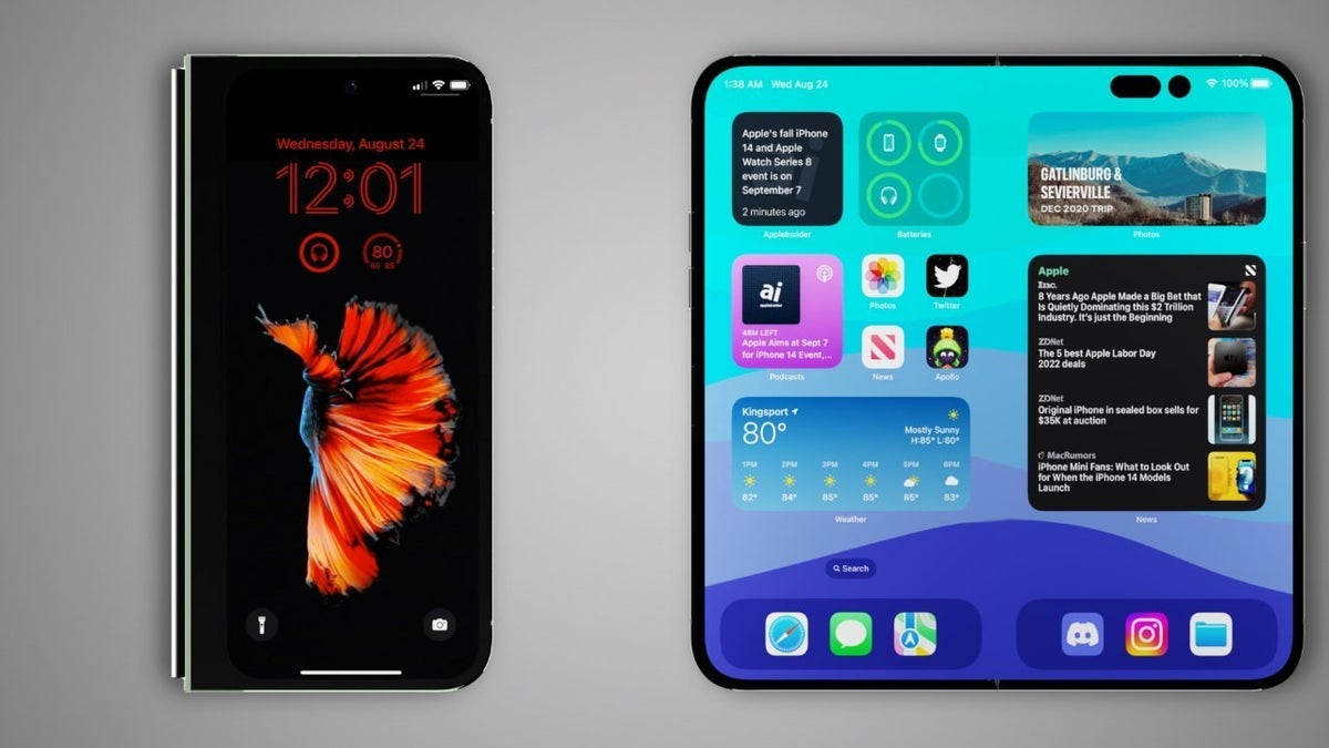 Concepto de iPhone plegable sin notch
