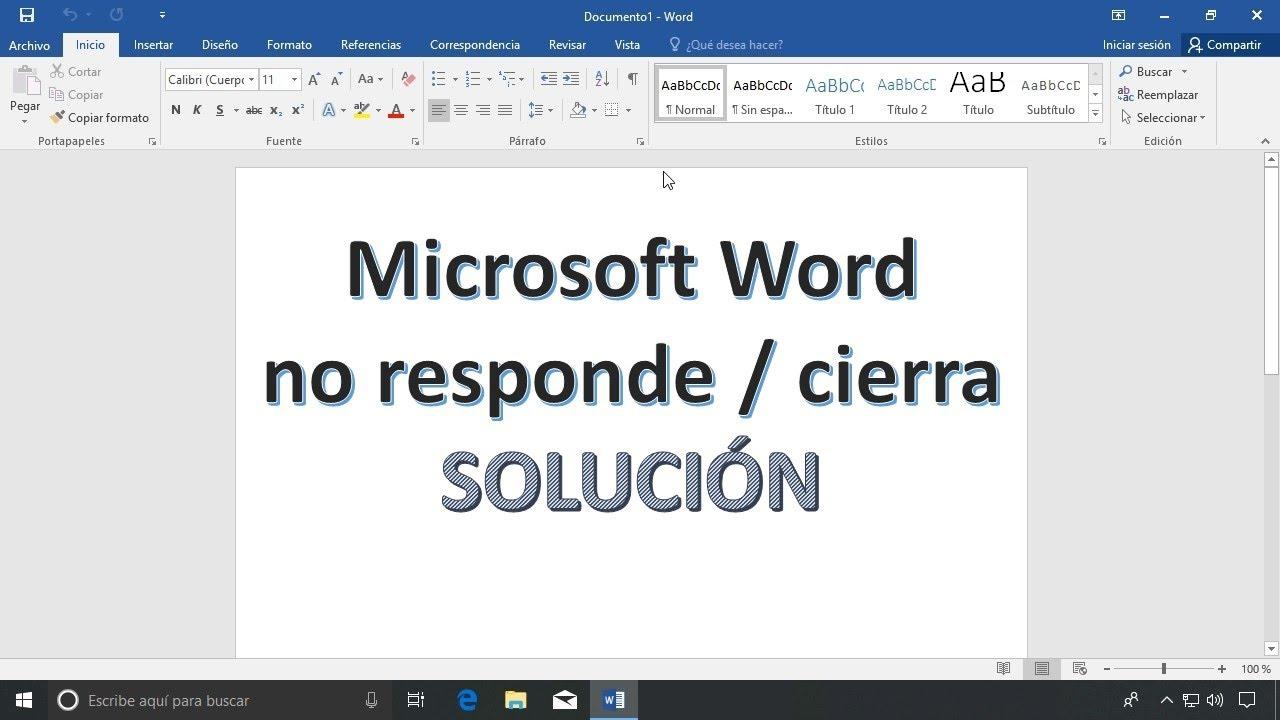 Word se cierra de forma inesperada