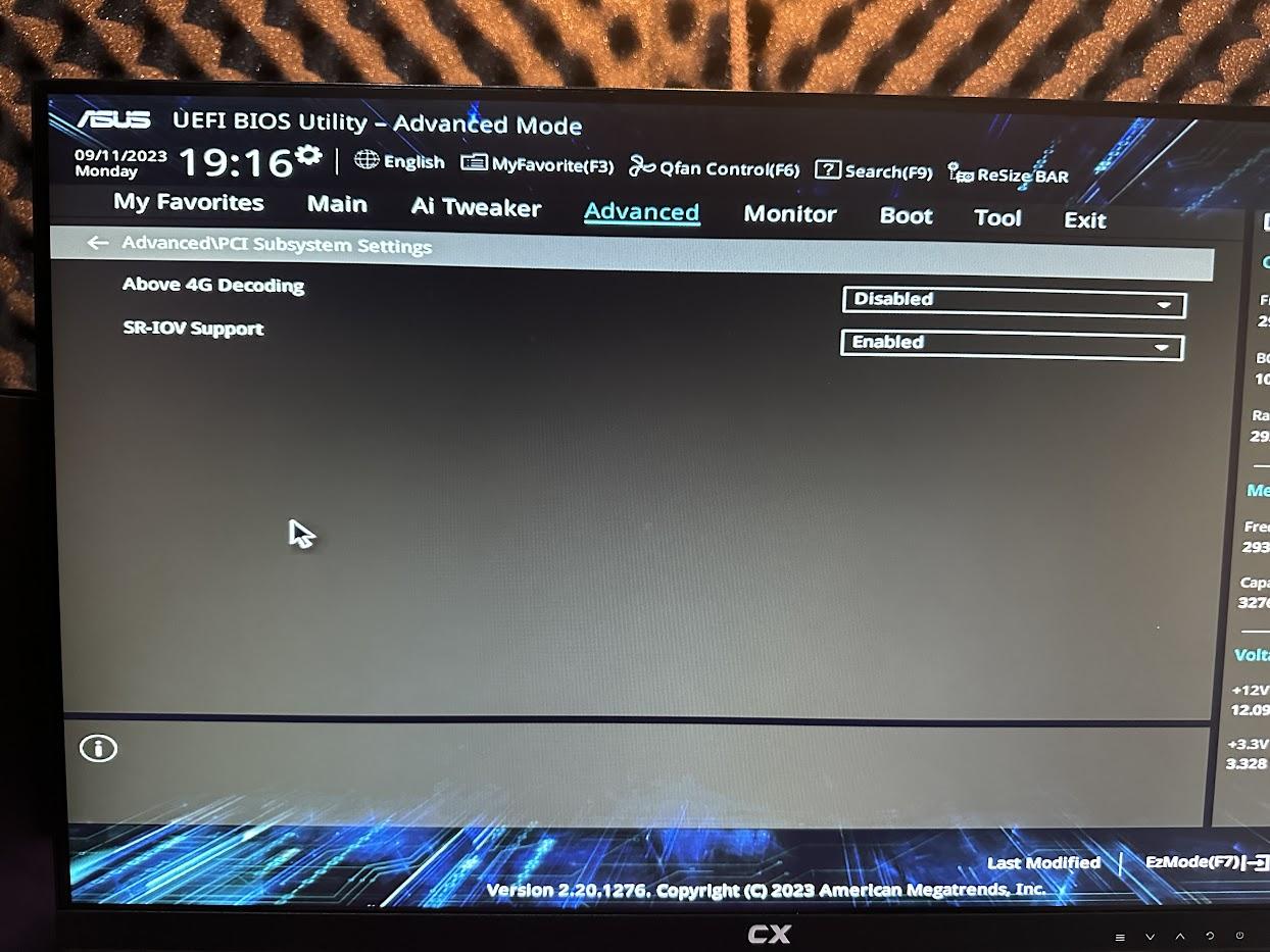Configuración Above 4G Decoding en BIOS