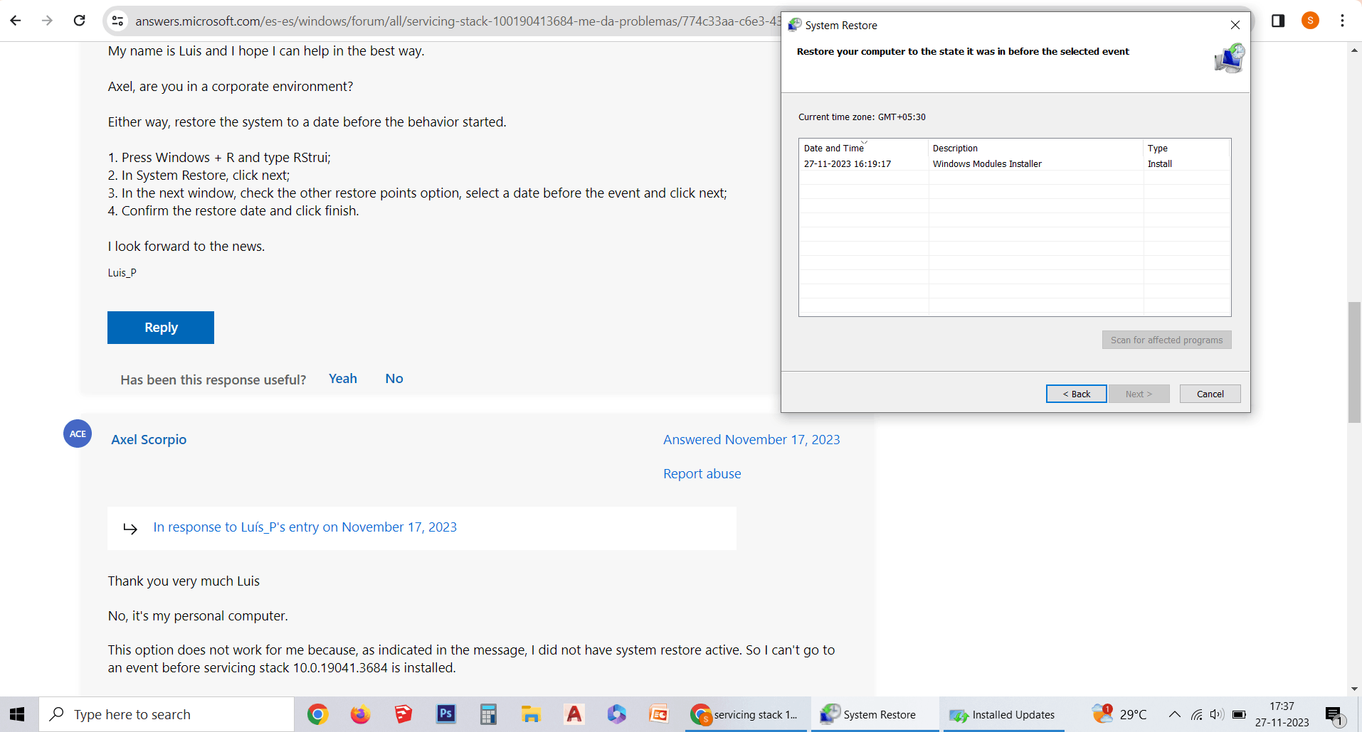 Programador de tareas StartComponentCleanup Programador de tareas StartComponentCleanup