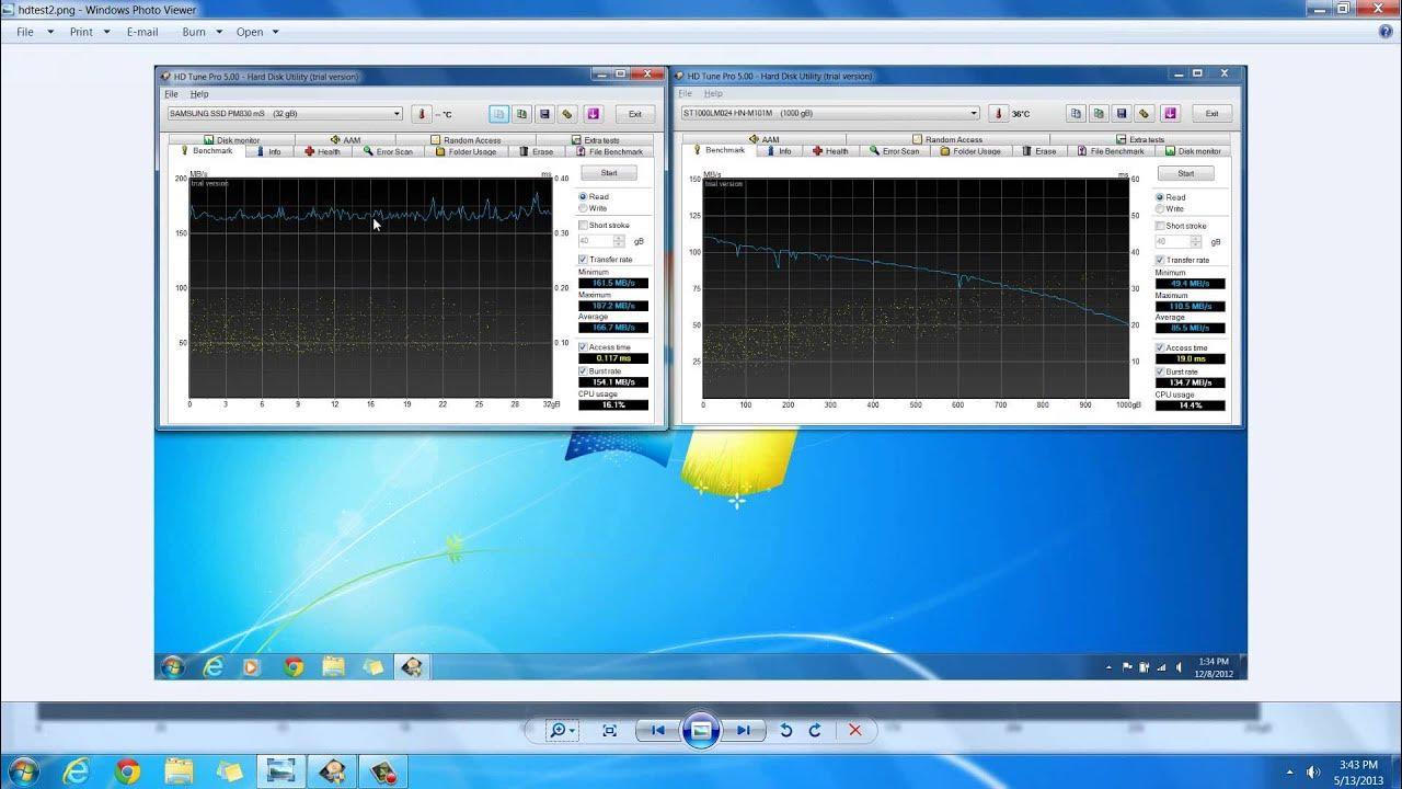 Hard drive performance test with HD Tune