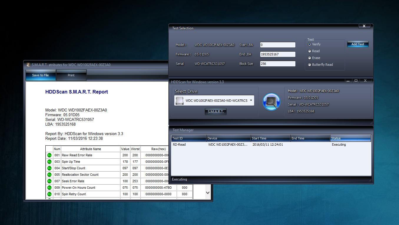 HD Tune interface for checking discs