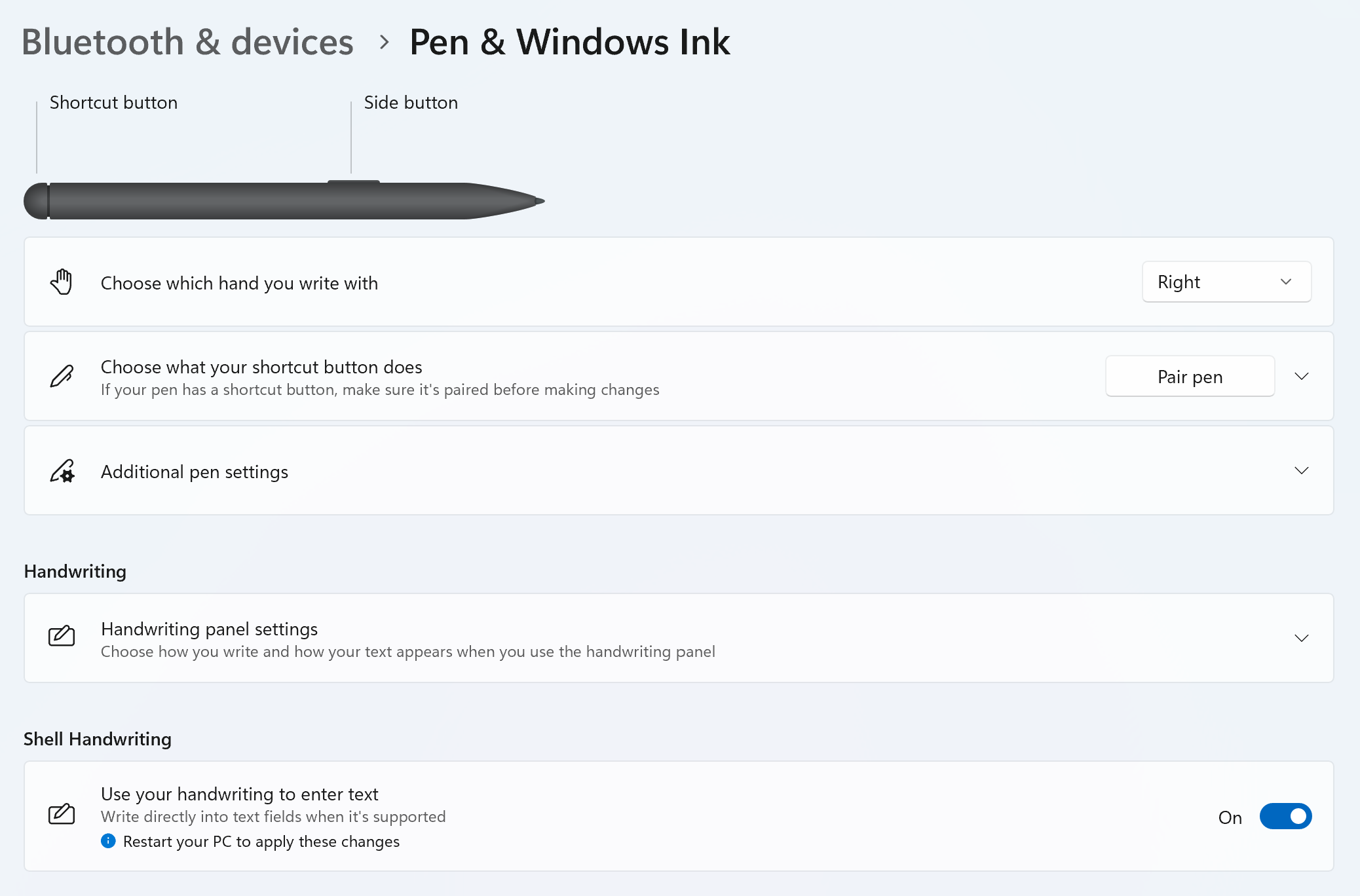 Modelos de Surface Pen y configuración en Windows 11