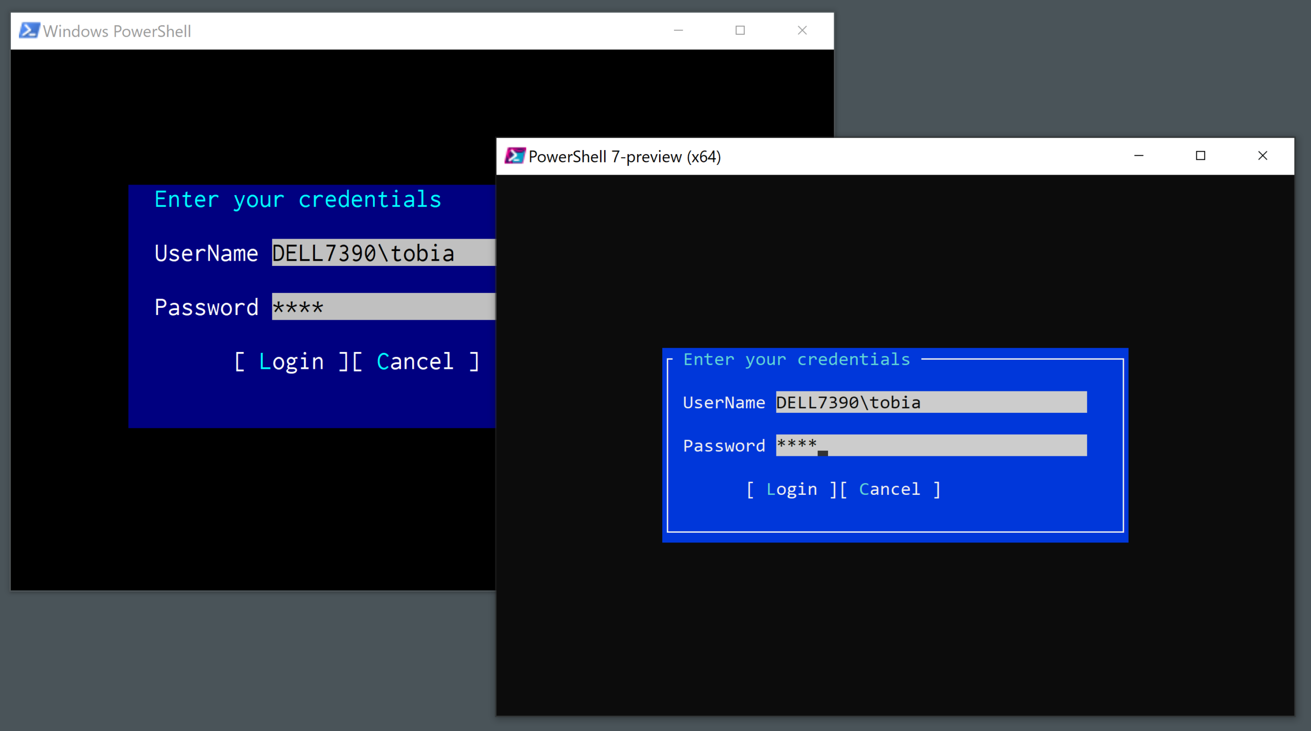 Interfaz TUI en PowerShell con Terminal.Gui