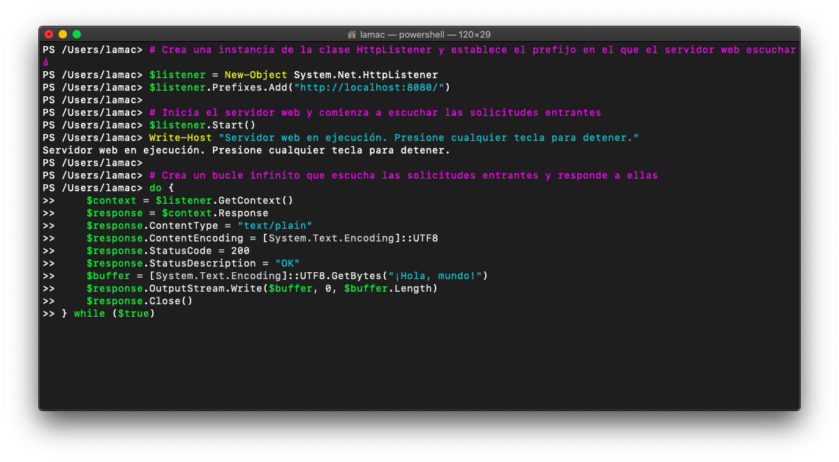 Servidor HTTP ligero en PowerShell para pruebas locales