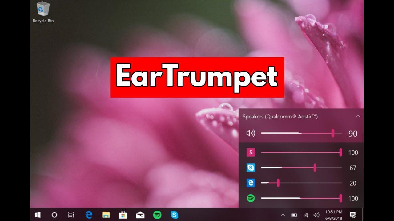 Interfaz de EarTrumpet en Windows