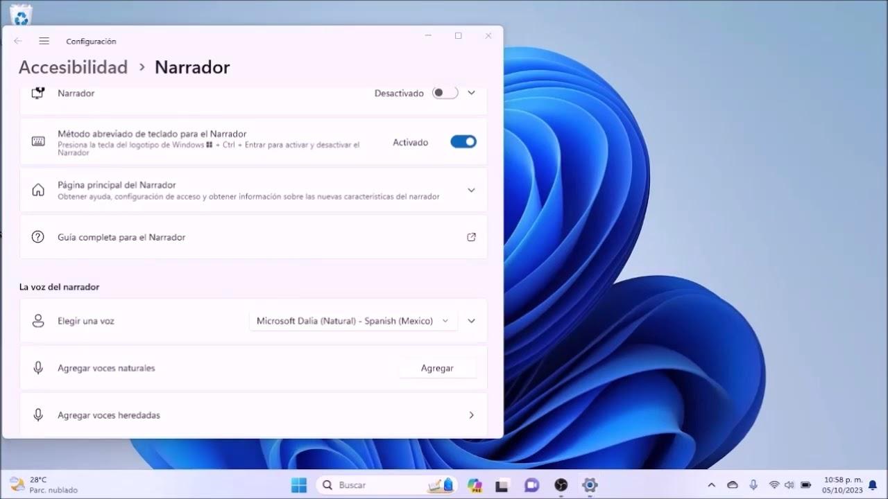 Opciones de voz en Windows 11