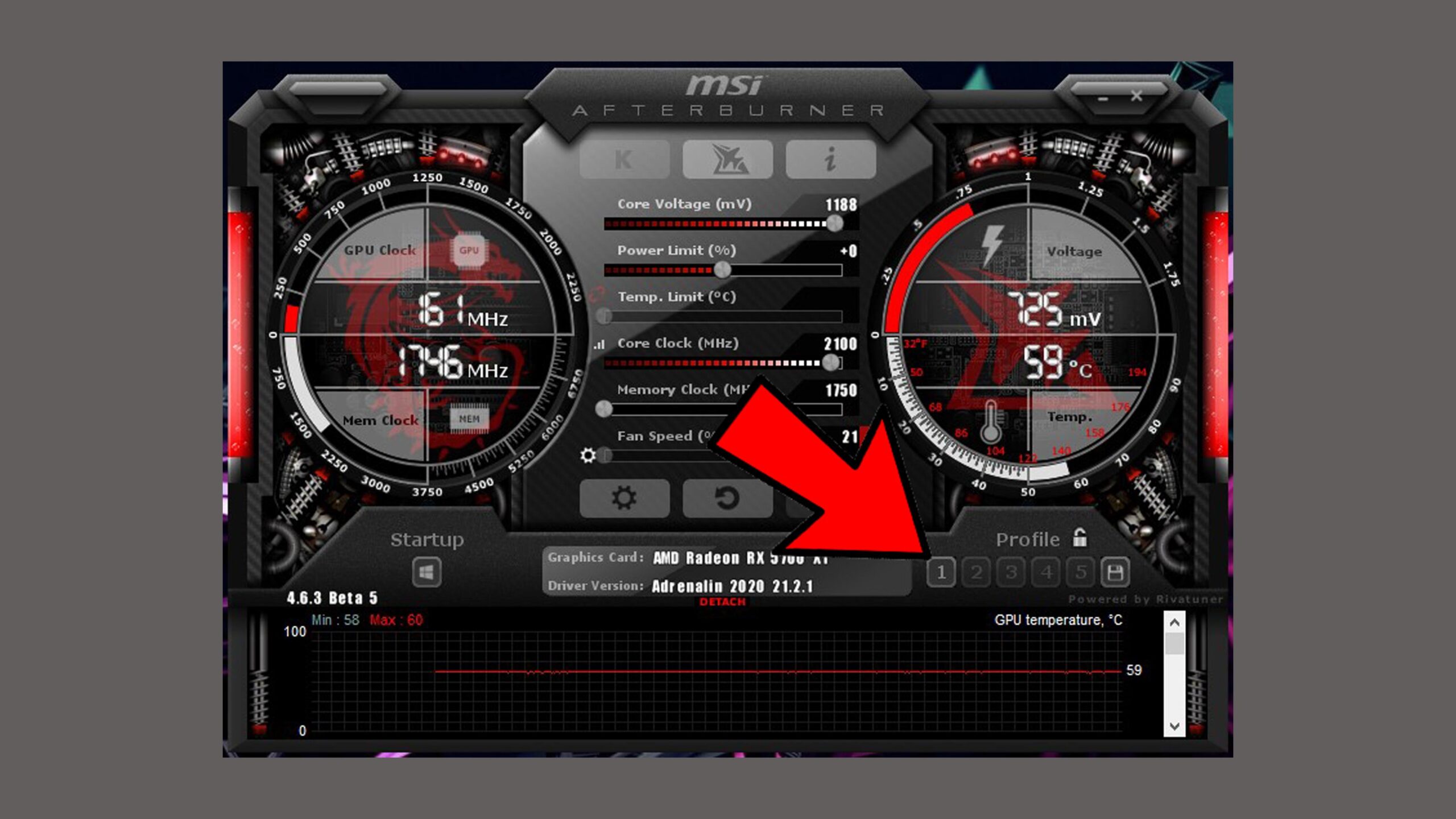 MSI Afterburner interfaz para overclocking seguro