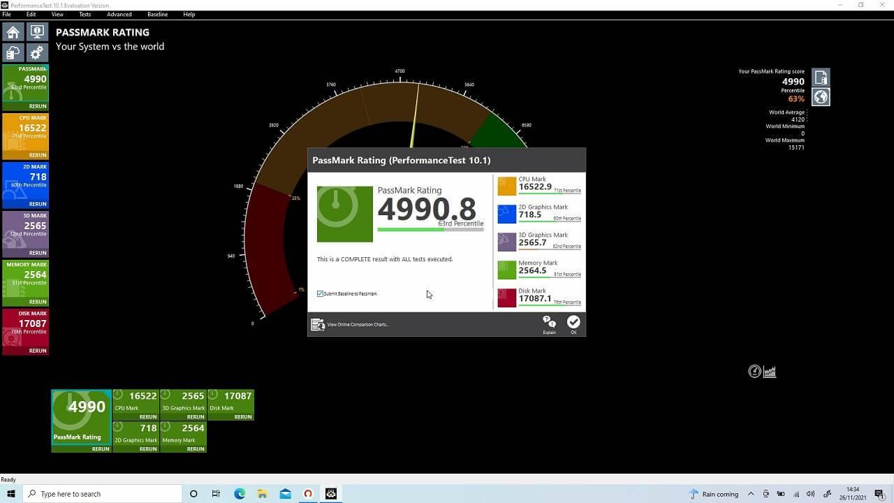 Benchmark RAM con Passmark PerformanceTest