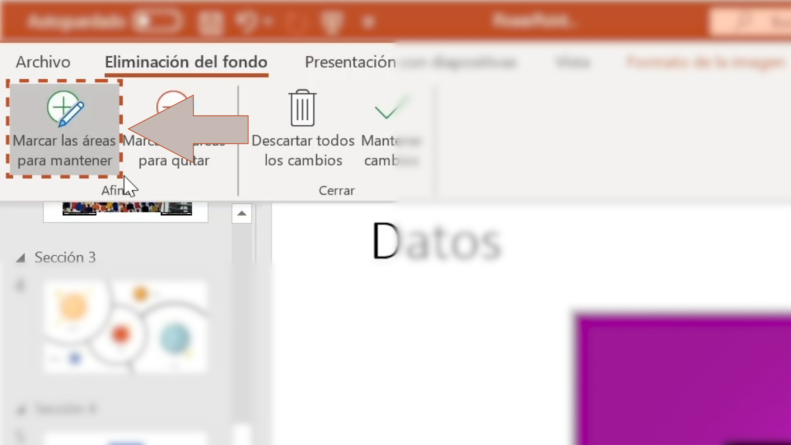 Opciones de quitar fondo en PowerPoint