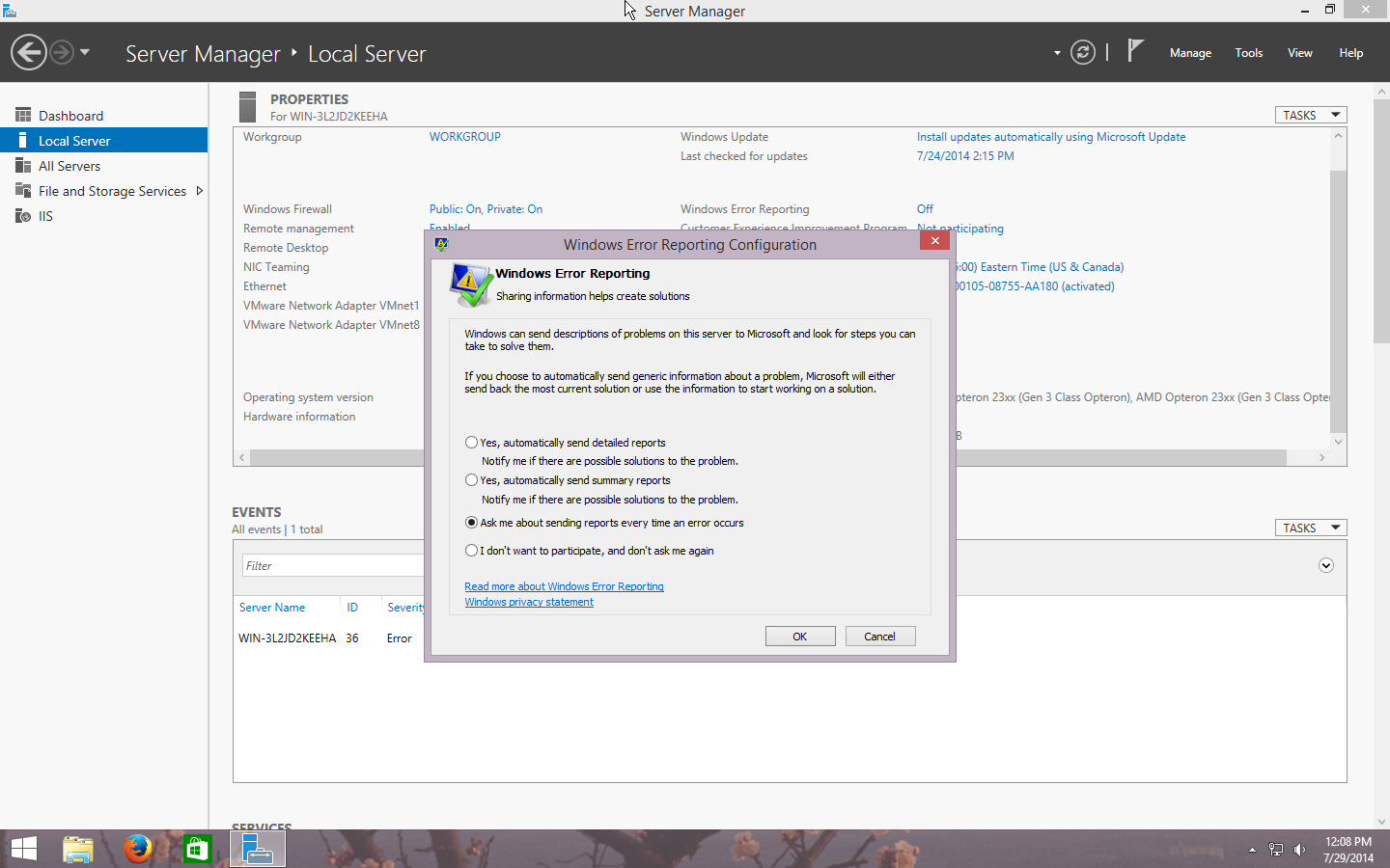 Limitar datos de errores enviados
