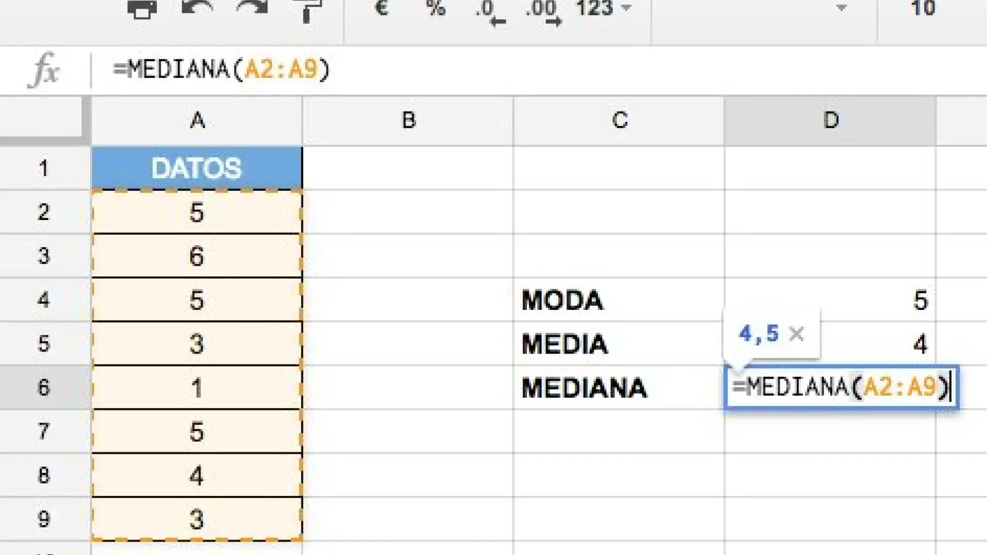 Función promedio en Excel