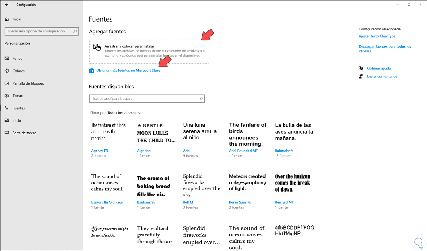 Configuración y accesibilidad en Windows para texto Configuración y accesibilidad en Windows para texto