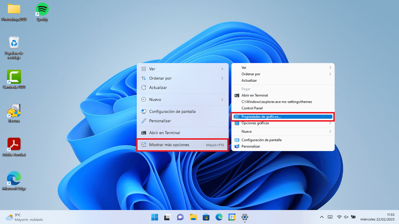 Modos de orientación en pantalla Windows 11