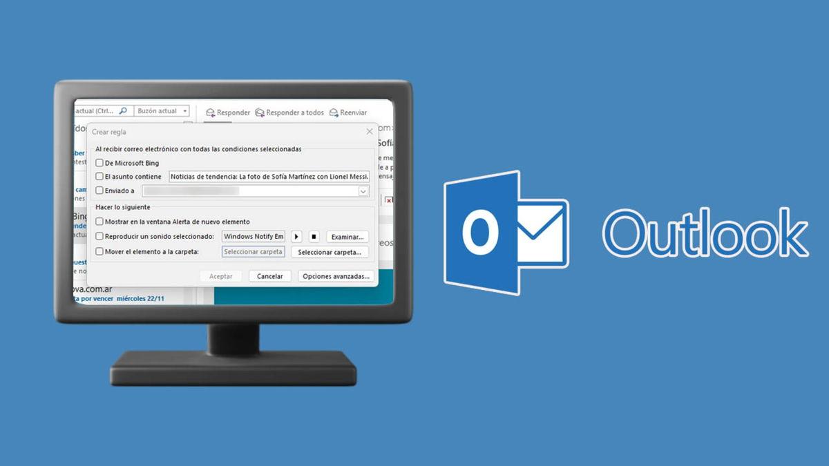 Crear regla rápida en Outlook