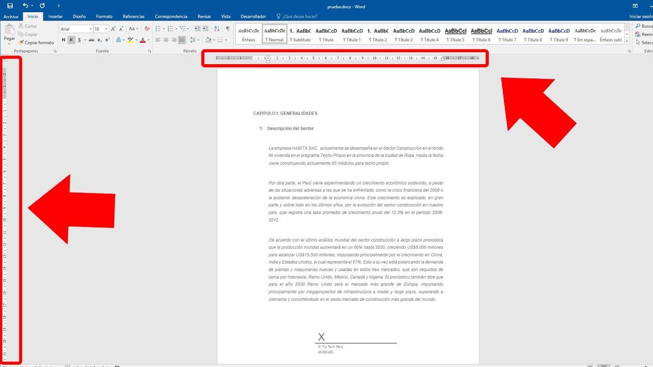 cómo poner o quitar la regla de Word