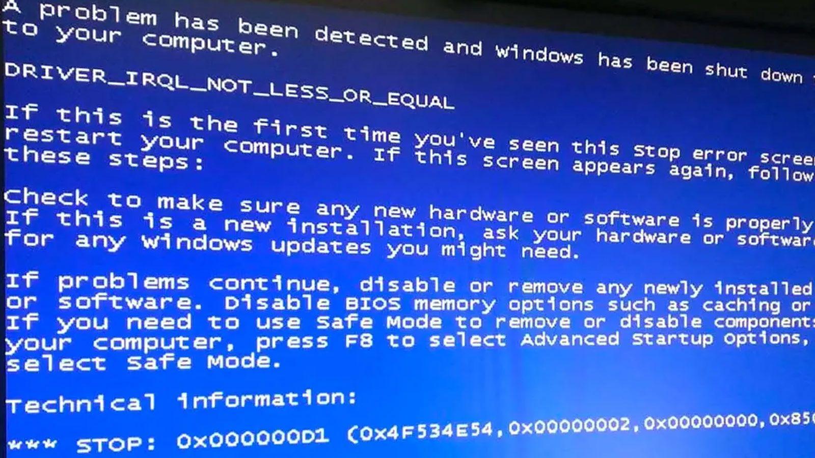error IRQL_NOT_LESS_OR_EQUAL en Windows